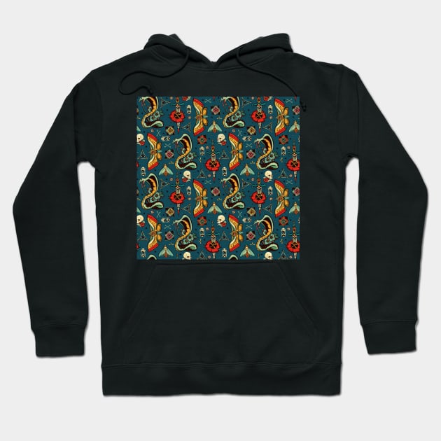 Blue Bold Eyes Pattern Hoodie by IrenesGoodies